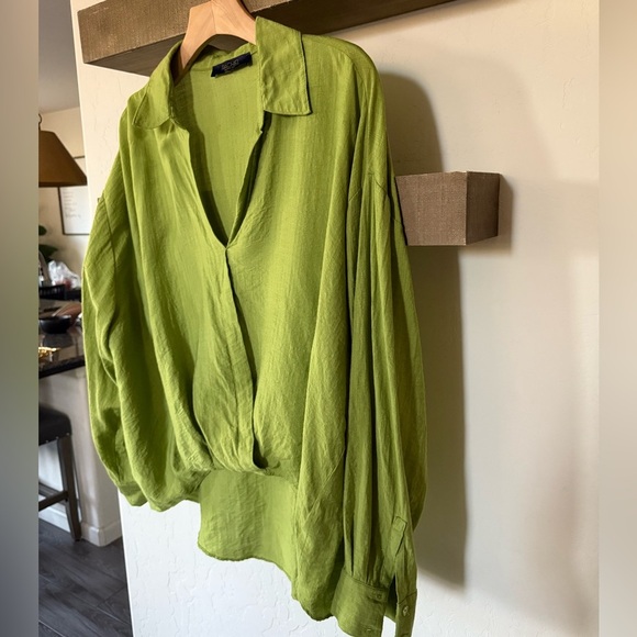 Rachel Roy|Faux wrap Drapey long sleeve blouse,high low style••• - Picture 5 of 12